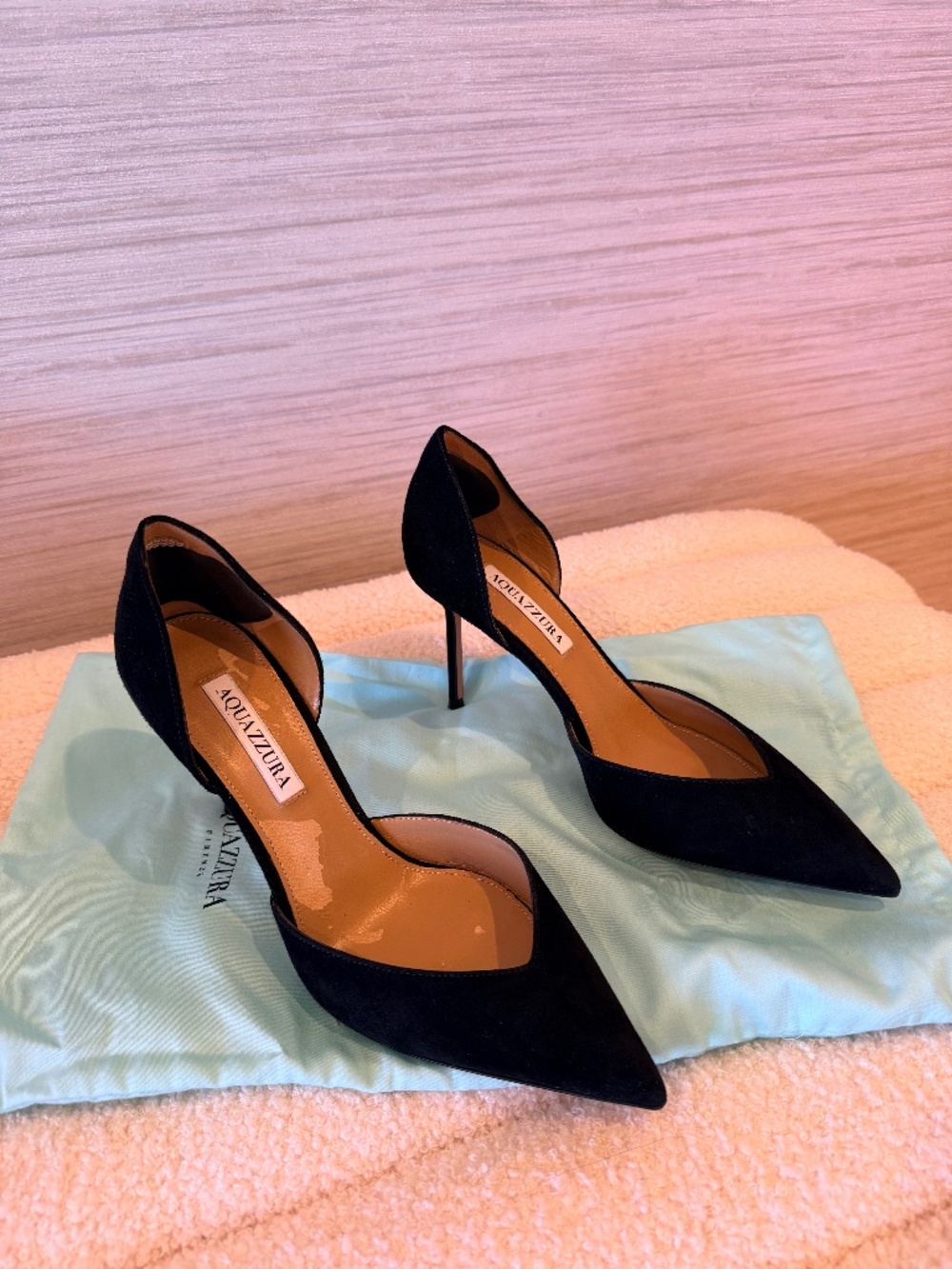 Black Suede Aquazzura Pumps